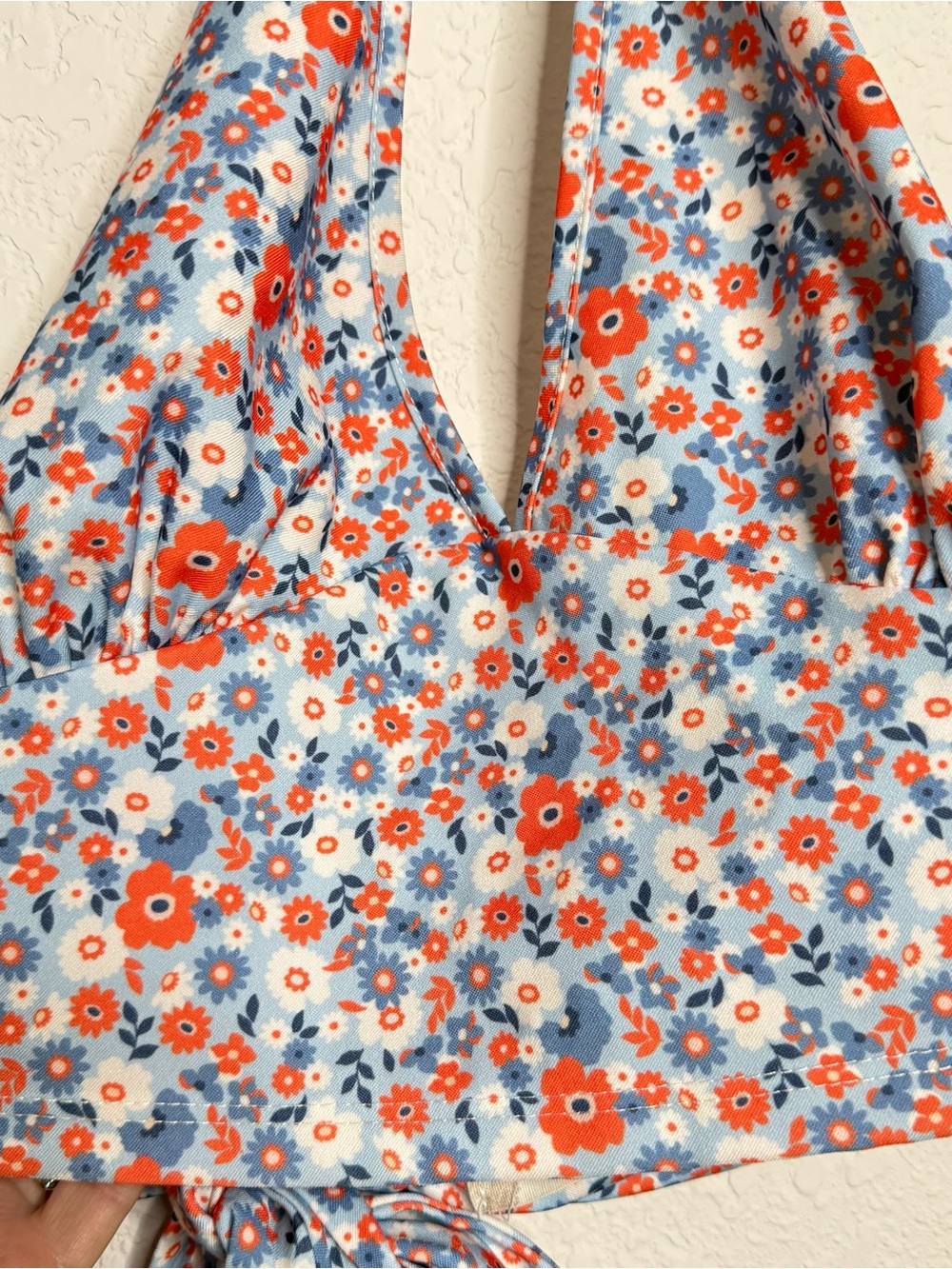 Altar'd State Blue Orange Floral Halter Top Retro Ditsy Print Large